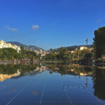 Promenade du Paillon Miroir d’eau i solskin