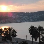 Solnedgang over Promenade des Anglais